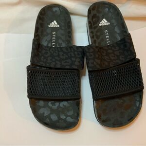 New adidas Stella-Lette Stella McCartney Slides Sandals Leopard Black Women's 8
